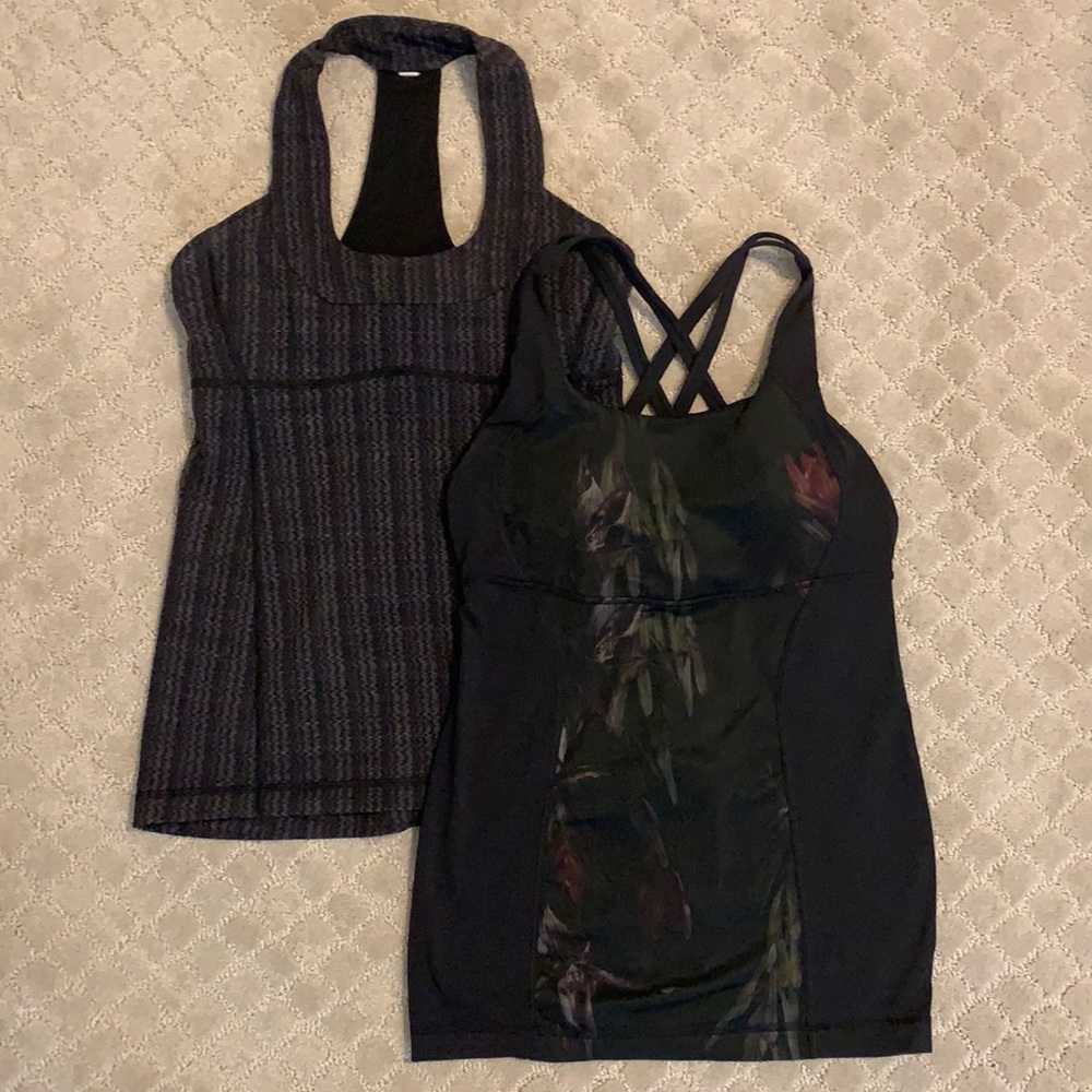 TWO Lululemon Black Tanks size 6